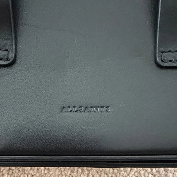 All Saints Black Leather Crossbody with Gold Clasp - Picture 2 of 3